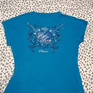 Hard Rock Cafe Beaded Blue Graphic Tee
